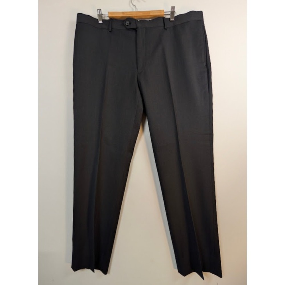 Pronto Uomo Platinum Dress Pants Mens 42x31 Charcoal Grey 100% Wool Flat Front